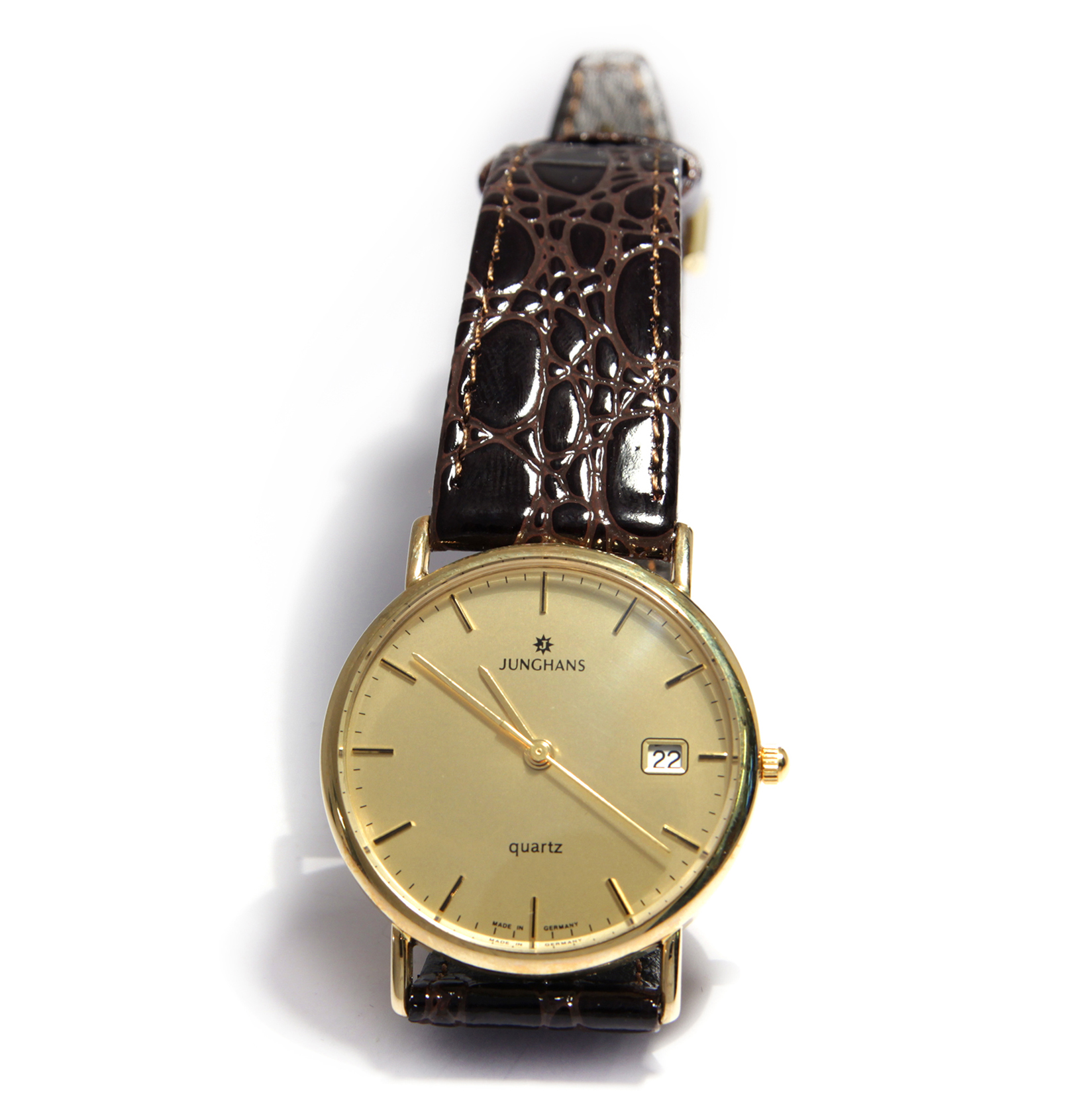 neuwertig JUNGHANS 585 GOLD ARMBANDUHR / Uhr Gelbgold Quartz Datum eBay