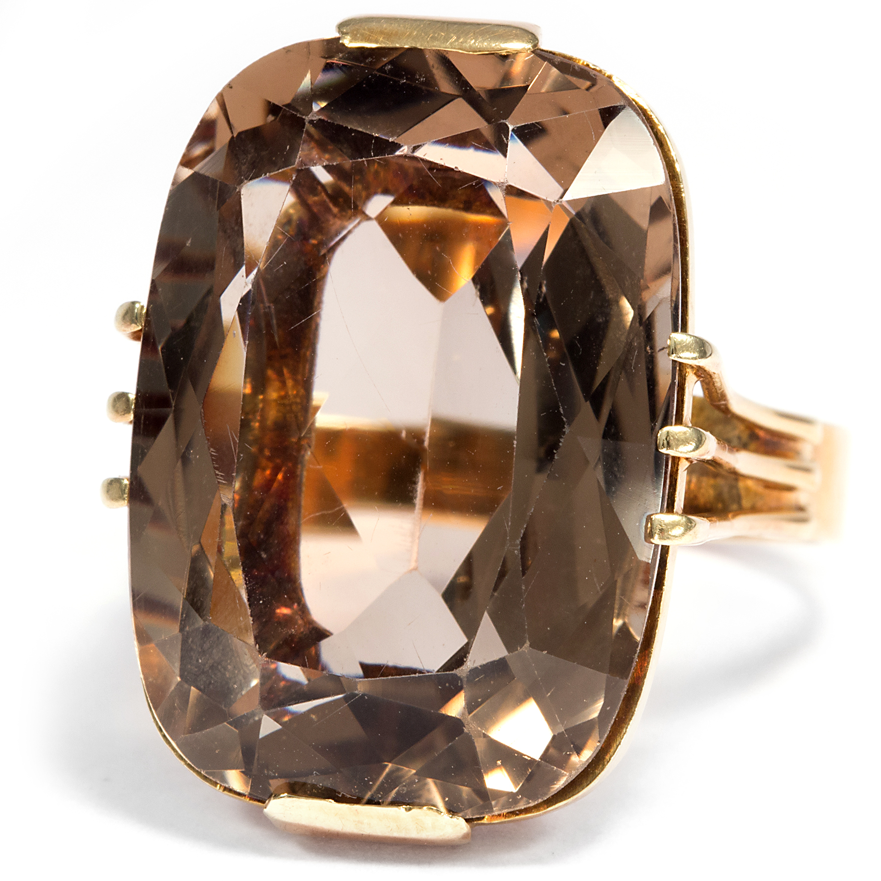 Um 1950 Cocktailring mit großem Stein! Großer Rauchquarz RING, 585 Gold eBay