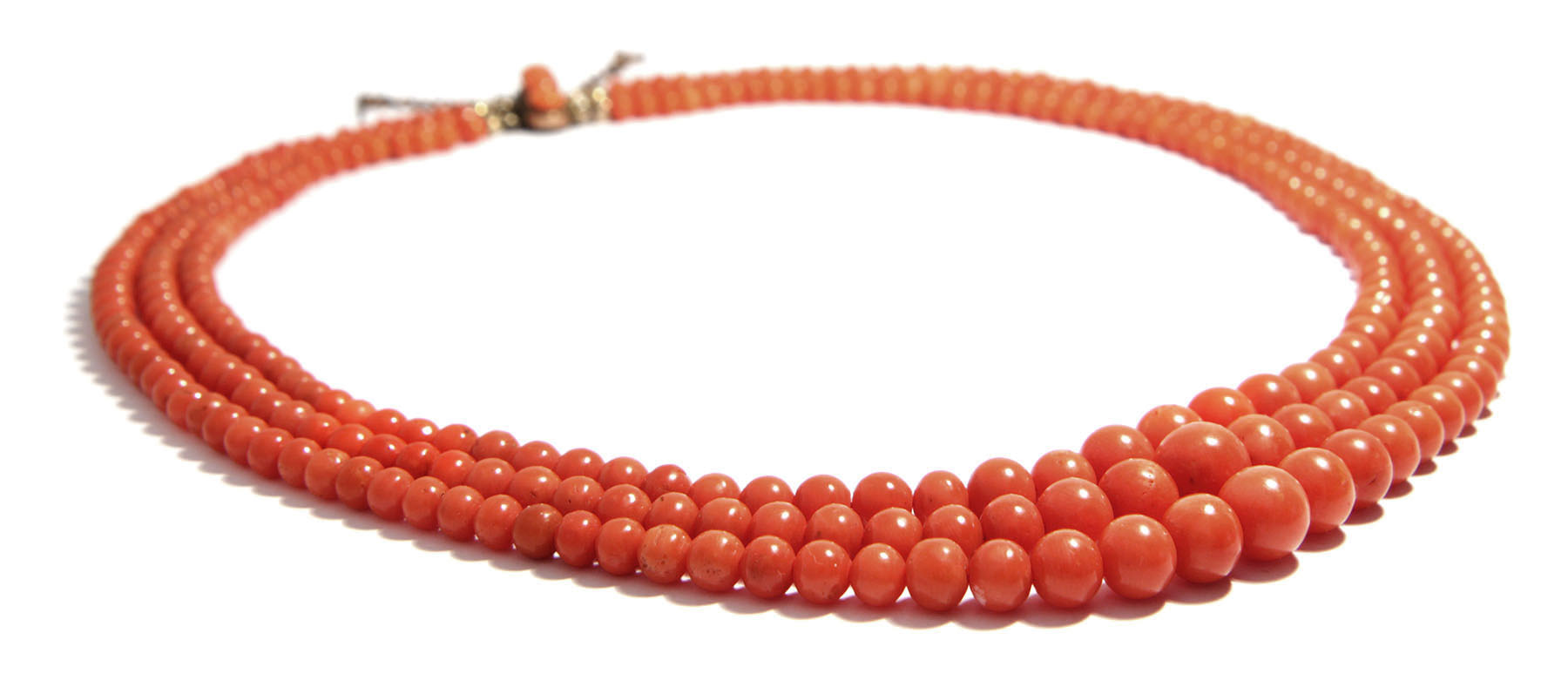 Koralle des Biedermeier: Rote KORALLEN KETTE DREI REIHEN Collier ...